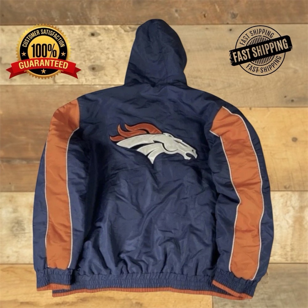 NFL DENVER BRONCOS JACKET, Hooded, Sz XXL Blue|Orange|White - Vintage - Picture 2 of 12